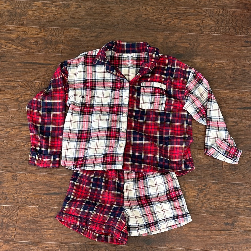 GAP Kids Red Plaid Two-Piece Pajama Set